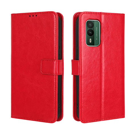 Funda de Cuero Cartera con Soporte Carcasa BY5 para Nokia XR21 Rojo