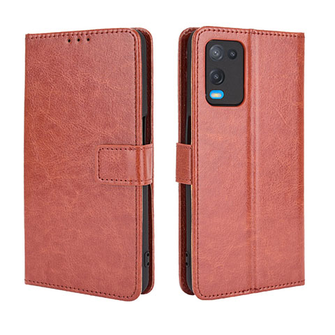 Funda de Cuero Cartera con Soporte Carcasa BY5 para Oppo A54 4G Marron