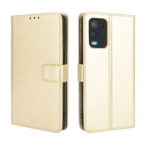 Funda de Cuero Cartera con Soporte Carcasa BY5 para Oppo A54 4G Oro