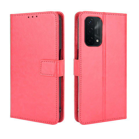 Funda de Cuero Cartera con Soporte Carcasa BY5 para Oppo A54 5G Rojo