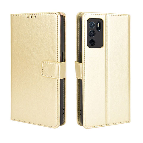 Funda de Cuero Cartera con Soporte Carcasa BY5 para Oppo A54s Oro