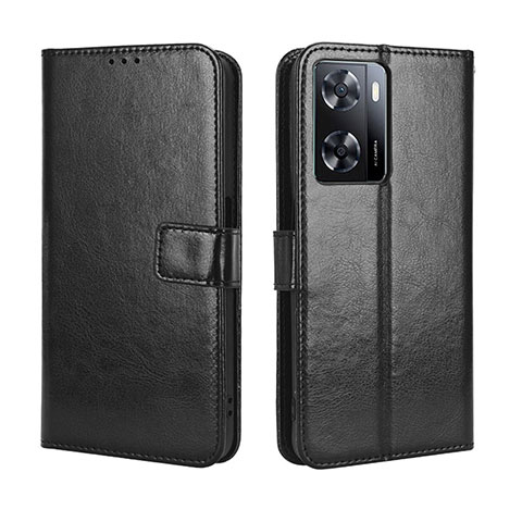 Funda de Cuero Cartera con Soporte Carcasa BY5 para Oppo A57 4G Negro