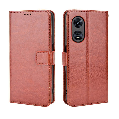 Funda de Cuero Cartera con Soporte Carcasa BY5 para Oppo A58 4G Marron