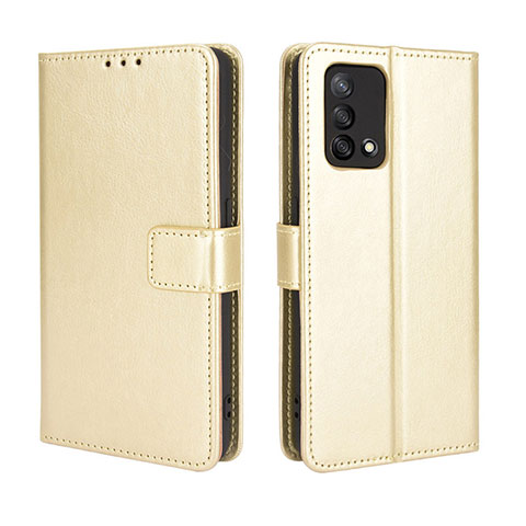 Funda de Cuero Cartera con Soporte Carcasa BY5 para Oppo A74 4G Oro