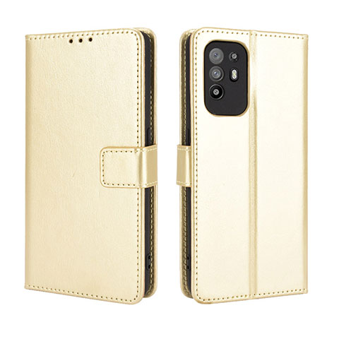 Funda de Cuero Cartera con Soporte Carcasa BY5 para Oppo A95 5G Oro