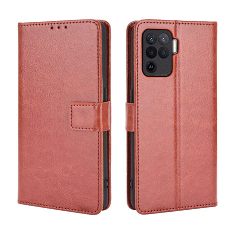 Funda de Cuero Cartera con Soporte Carcasa BY5 para Oppo F19 Pro Marron