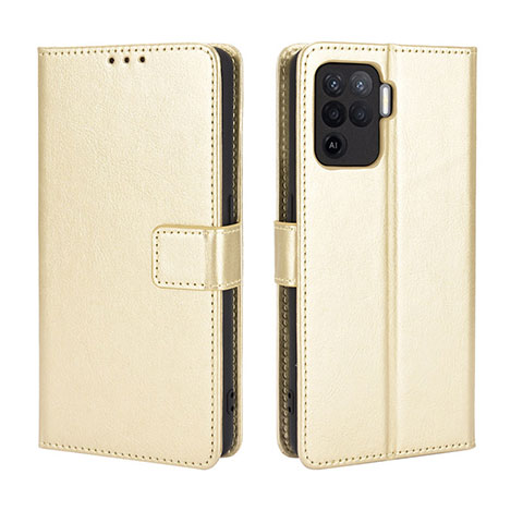 Funda de Cuero Cartera con Soporte Carcasa BY5 para Oppo F19 Pro Oro