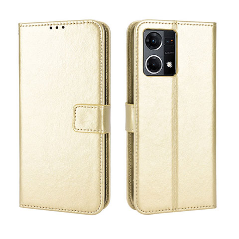 Funda de Cuero Cartera con Soporte Carcasa BY5 para Oppo F21 Pro 4G Oro