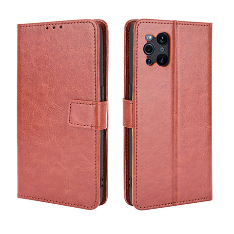 Funda de Cuero Cartera con Soporte Carcasa BY5 para Oppo Find X3 Pro 5G Marron