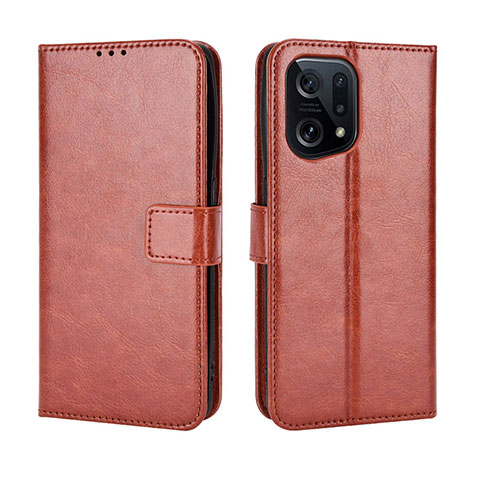 Funda de Cuero Cartera con Soporte Carcasa BY5 para Oppo Find X5 5G Marron