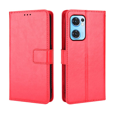 Funda de Cuero Cartera con Soporte Carcasa BY5 para Oppo Find X5 Lite 5G Rojo