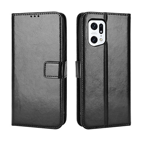 Funda de Cuero Cartera con Soporte Carcasa BY5 para Oppo Find X5 Pro 5G Negro