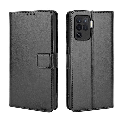 Funda de Cuero Cartera con Soporte Carcasa BY5 para Oppo Reno5 F Negro