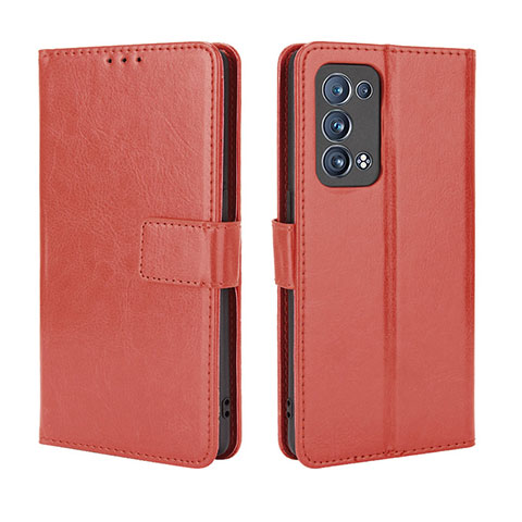 Funda de Cuero Cartera con Soporte Carcasa BY5 para Oppo Reno6 Pro 5G Marron