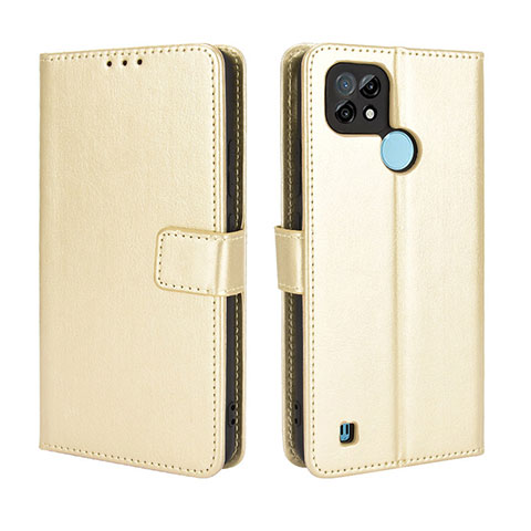 Funda de Cuero Cartera con Soporte Carcasa BY5 para Realme C21 Oro