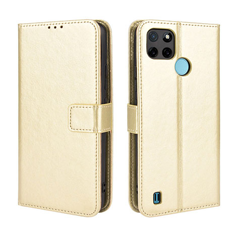 Funda de Cuero Cartera con Soporte Carcasa BY5 para Realme C21Y Oro