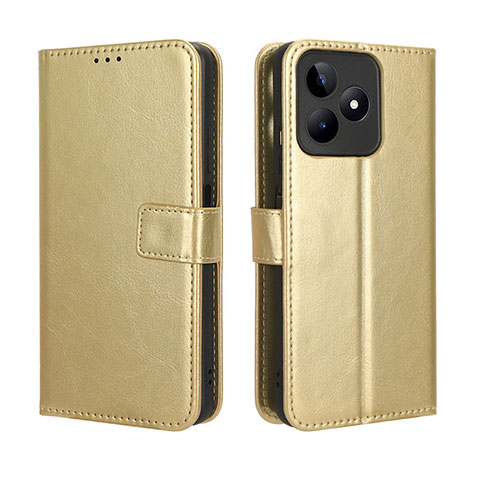 Funda de Cuero Cartera con Soporte Carcasa BY5 para Realme C53 India Oro