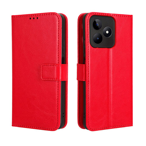 Funda de Cuero Cartera con Soporte Carcasa BY5 para Realme C67 Rojo