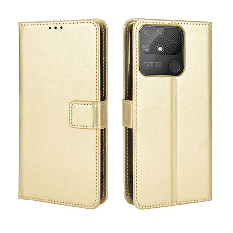 Funda de Cuero Cartera con Soporte Carcasa BY5 para Realme Narzo 50A Oro