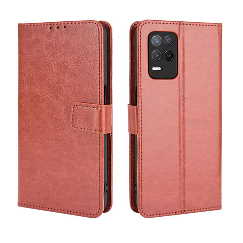 Funda de Cuero Cartera con Soporte Carcasa BY5 para Realme Q3i 5G Marron