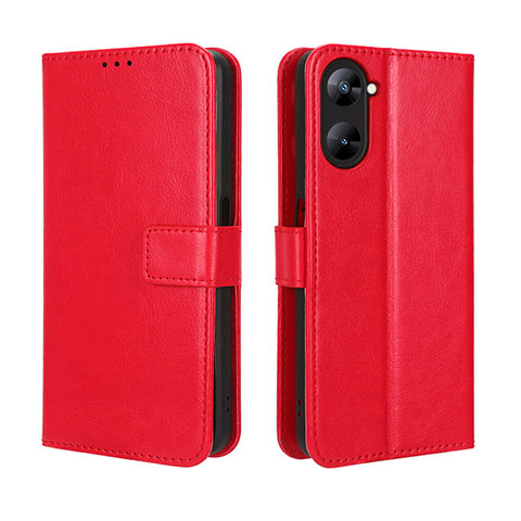 Funda de Cuero Cartera con Soporte Carcasa BY5 para Realme V30 5G Rojo