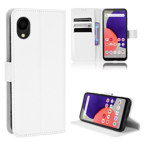 Funda de Cuero Cartera con Soporte Carcasa BY5 para Samsung Galaxy A22 5G SC-56B Blanco