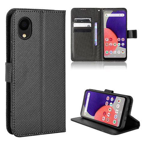 Funda de Cuero Cartera con Soporte Carcasa BY5 para Samsung Galaxy A22 5G SC-56B Negro