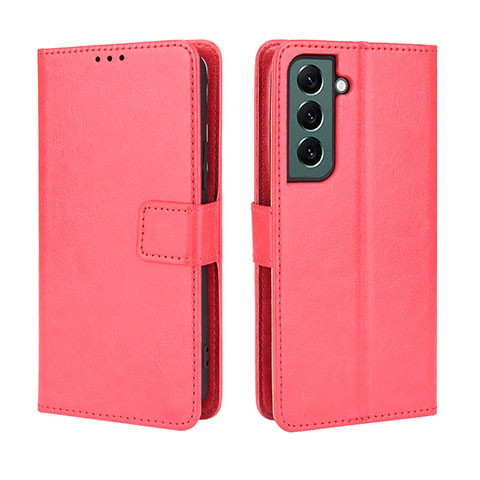 Funda de Cuero Cartera con Soporte Carcasa BY5 para Samsung Galaxy S23 5G Rojo