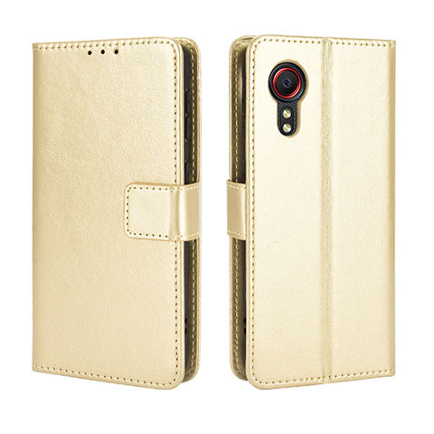 Funda de Cuero Cartera con Soporte Carcasa BY5 para Samsung Galaxy XCover 5 SM-G525F Oro