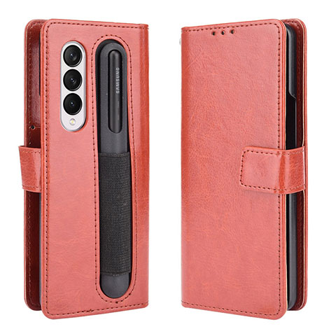 Funda de Cuero Cartera con Soporte Carcasa BY5 para Samsung Galaxy Z Fold4 5G Marron