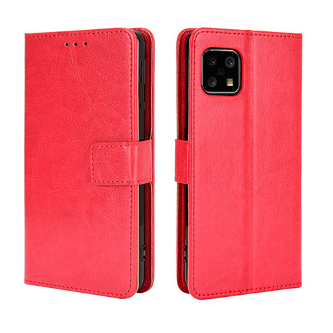 Funda de Cuero Cartera con Soporte Carcasa BY5 para Sharp Aquos Sense4 Lite Rojo