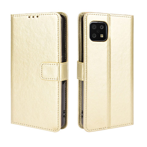 Funda de Cuero Cartera con Soporte Carcasa BY5 para Sharp Aquos Sense6 Oro