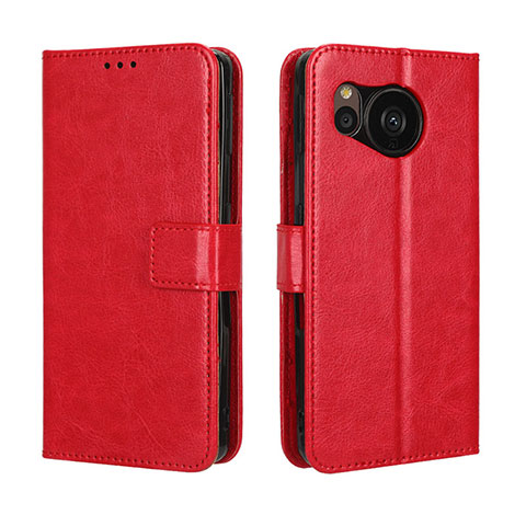 Funda de Cuero Cartera con Soporte Carcasa BY5 para Sharp Aquos Sense7 Rojo