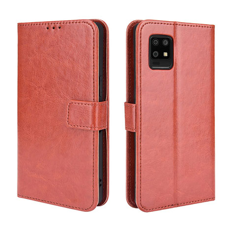 Funda de Cuero Cartera con Soporte Carcasa BY5 para Sharp Aquos Zero6 Marron