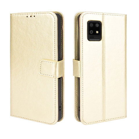 Funda de Cuero Cartera con Soporte Carcasa BY5 para Sharp Aquos Zero6 Oro