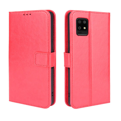 Funda de Cuero Cartera con Soporte Carcasa BY5 para Sharp Aquos Zero6 Rojo