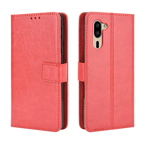 Funda de Cuero Cartera con Soporte Carcasa BY5 para Sharp Simple Sumaho 5 Rojo