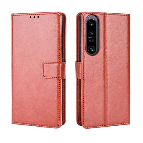 Funda de Cuero Cartera con Soporte Carcasa BY5 para Sony Xperia 1 IV Marron