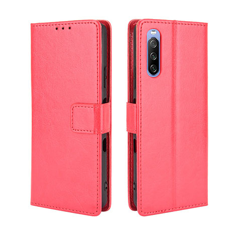 Funda de Cuero Cartera con Soporte Carcasa BY5 para Sony Xperia 10 III SOG04 Rojo