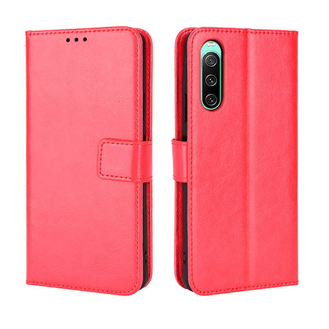 Funda de Cuero Cartera con Soporte Carcasa BY5 para Sony Xperia 10 IV SO-52C Rojo