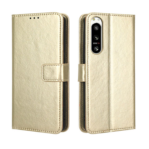 Funda de Cuero Cartera con Soporte Carcasa BY5 para Sony Xperia 5 IV Oro