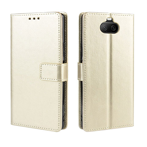 Funda de Cuero Cartera con Soporte Carcasa BY5 para Sony Xperia 8 Oro