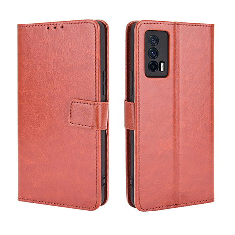 Funda de Cuero Cartera con Soporte Carcasa BY5 para Vivo iQOO 7 India 5G Marron