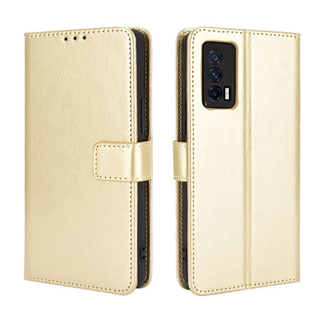 Funda de Cuero Cartera con Soporte Carcasa BY5 para Vivo iQOO 7 India 5G Oro