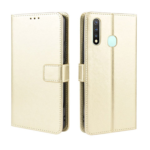 Funda de Cuero Cartera con Soporte Carcasa BY5 para Vivo iQOO U3 4G Oro