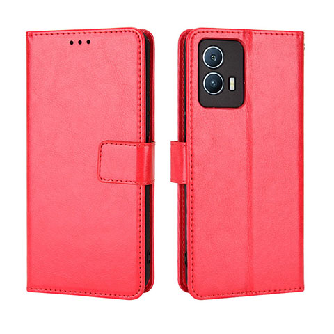 Funda de Cuero Cartera con Soporte Carcasa BY5 para Vivo iQOO U5 5G Rojo