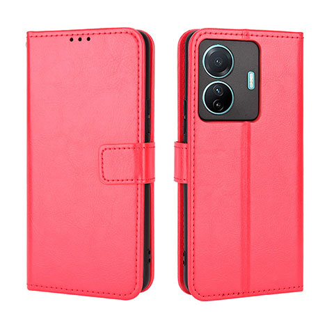 Funda de Cuero Cartera con Soporte Carcasa BY5 para Vivo T1 5G Rojo