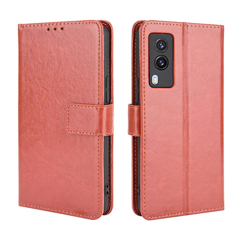 Funda de Cuero Cartera con Soporte Carcasa BY5 para Vivo V21e 5G Marron