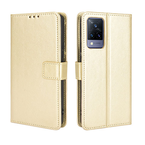 Funda de Cuero Cartera con Soporte Carcasa BY5 para Vivo V21s 5G Oro