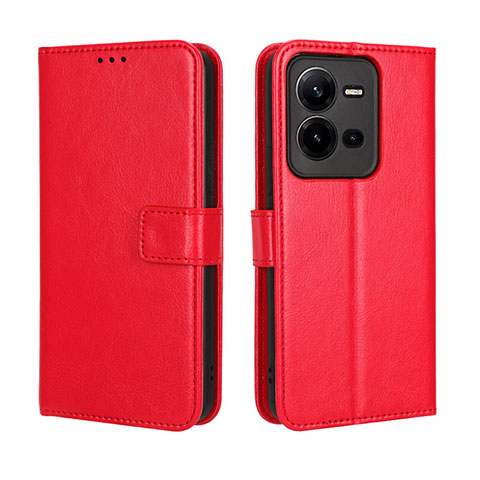 Funda de Cuero Cartera con Soporte Carcasa BY5 para Vivo V25e Rojo